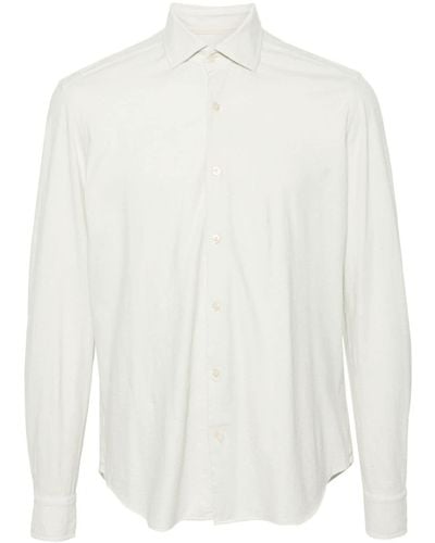 Tintoria Mattei 954 Klassisches Jersey-Hemd - Weiß
