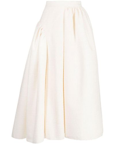 Goen.J Tweed Ruched-panel Midi-skirt - White
