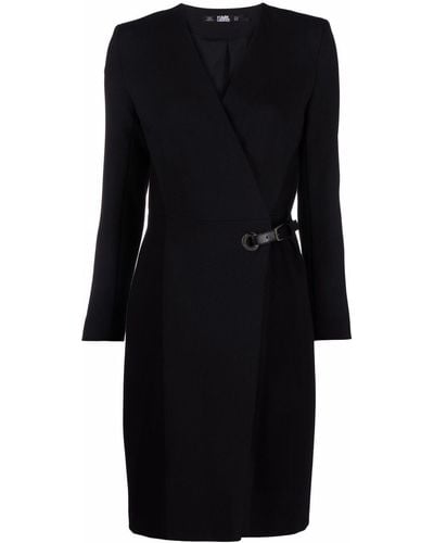 Karl Lagerfeld Vestido midi de vestir con diseño cruzado - Negro