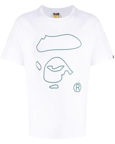 A Bathing Ape Line Ape Face T-Shirt - Weiß