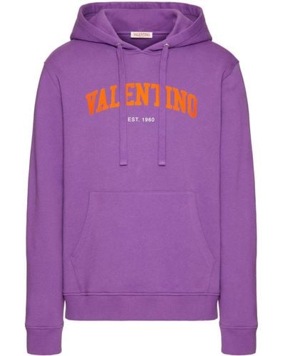 Valentino Garavani Logo-print Cotton Hoodie - Purple