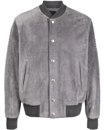 Givenchy Logo-embroidered Suede Bomber Jacket - Grey