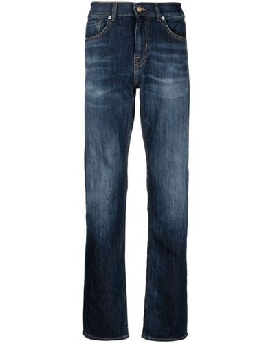7 For All Mankind Ausgeblichene Straight-Leg-Jeans - Blau