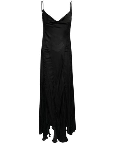 Y. Project Lace-panelled Satin Maxi Dress - Black