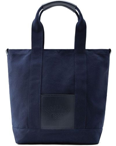 Woolrich Canvas-Shopper mit Logo-Prägung - Blau