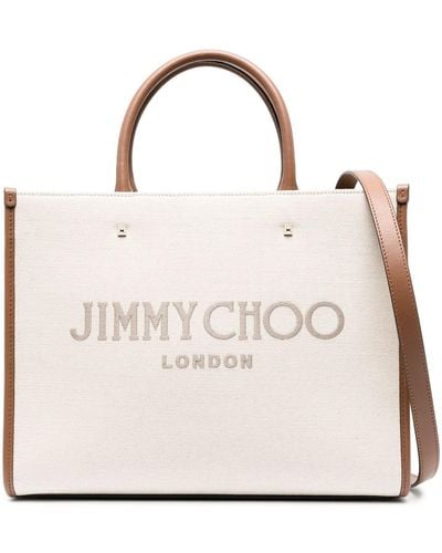 Jimmy Choo Avenue M Tote Natural/taupe/dark Tan/light Gold One Size - ホワイト