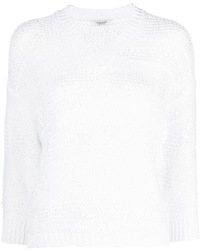 Peserico Open-knit Cropped Jumper - White