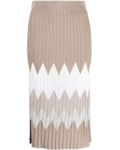 Le Tricot Perugia Falda de cintura alta con estampado zigzag - Blanco