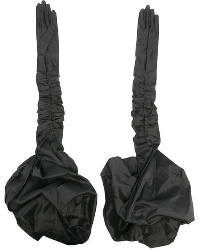 Erdem Ruched Long Gloves - Black
