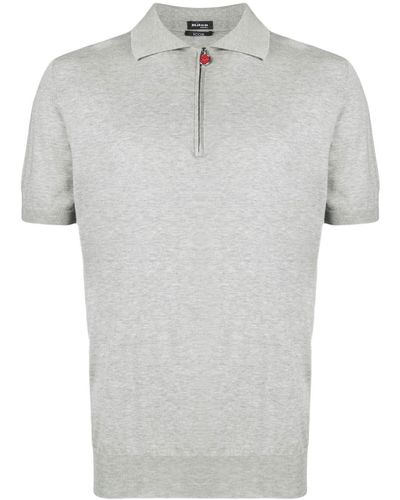 Kiton Short-sleeved Zip-up Polo Shirt - Grey