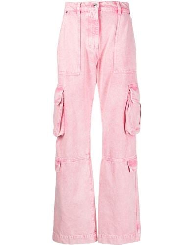 MSGM Bleached-effect Wide-leg Cargo Jeans - Pink
