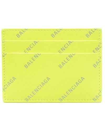 Balenciaga Logo-print Leather Card Holder - Yellow