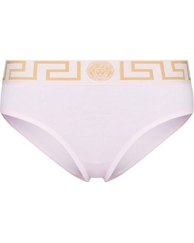 Versace Greca Trim Briefs - Women's - Cotton/spandex/elastane - Pink