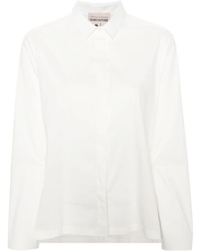 Semicouture Popeline-Hemd mit klassischem Kragen - Weiß