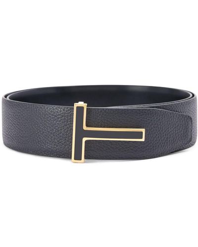 Tom Ford T-buckle Leather Belt - Blue