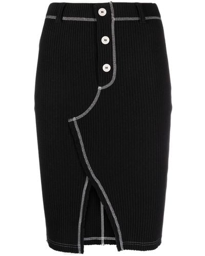 Moschino Jeans Ribbed-knit Stretch-cotton Skirt - Black