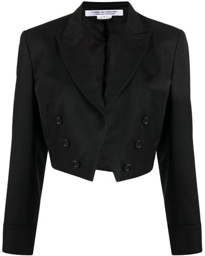 Comme des Garçons Double-breasted Cropped Wool Blazer - Black