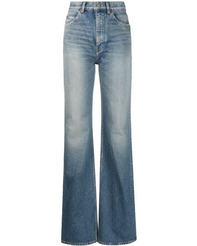 Saint Laurent Wide Leg Denim Jeans - Blue