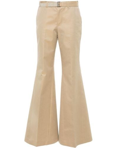 Sacai Flared Belted Trousers - Natural