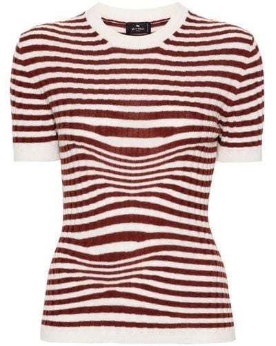 Etro Striped Ribbed Top - Red