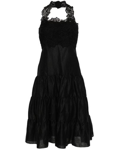 Ermanno Scervino Lace-detail Flared Midi Dress - Black