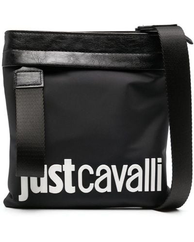 Just Cavalli Bolso messenger con logo en relieve - Negro