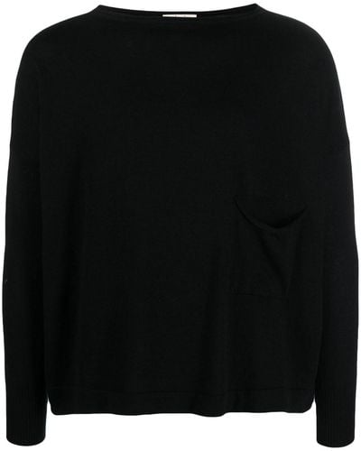 Ma'ry'ya Fine-knit Cotton Sweatshirt - Black