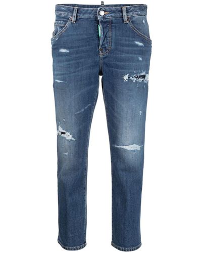 DSquared² Jeans slim crop effetto vissuto - Blu