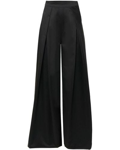 Carolina Herrera High-waist Satin Wide-leg Pants - Black