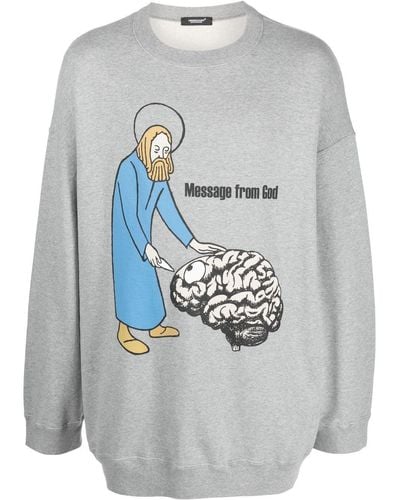 Undercover Sweatshirt mit "Message from God"-Print - Grau