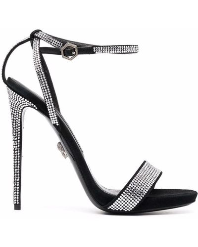 Philipp Plein Crystal-embellished Suede Sandals - Black