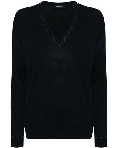Fabiana Filippi V-neck Cotton Sweater - Black