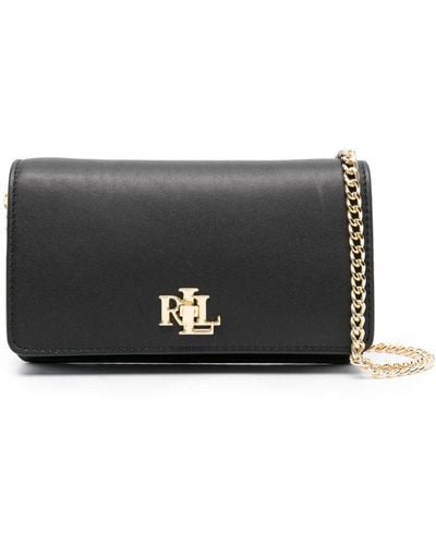 Lauren by Ralph Lauren Logo-lettering Leather Crossbody Bag - Grey