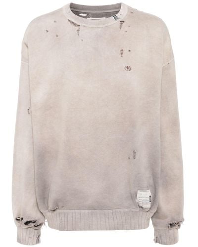 Maison Mihara Yasuhiro Faded-effect Cotton Sweatshirt - Natural
