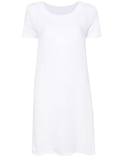 120% Lino Short Linen T-shirt Dress - White