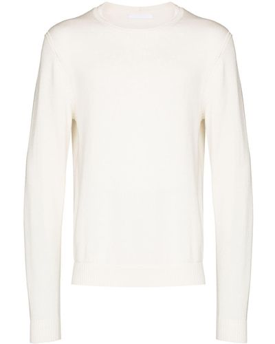 Helmut Lang Embossed Logo Crewneck Sweater - White