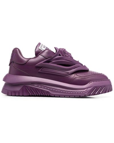 Versace Odissea Chunky Leather Sneakers - Purple