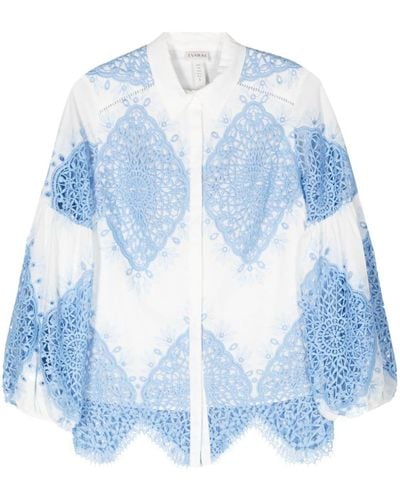 Evarae Nora Lace-embroidered Shirt - Blue