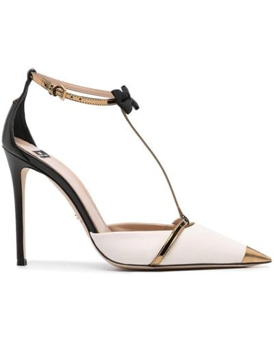 Elisabetta Franchi 105mm Bow-detail Leather Court Shoes - White