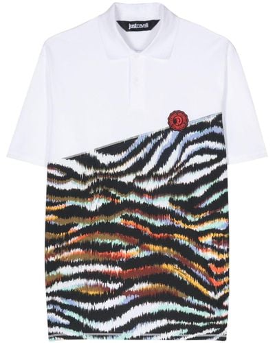 Just Cavalli Zebra-print Logo-detail Polo Shirt - White