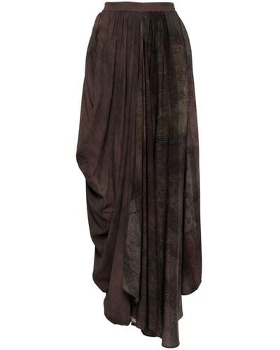 Ziggy Chen Asymmetric draped maxi skirt - Noir