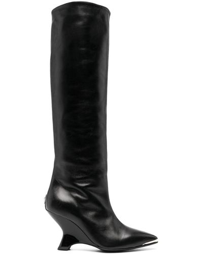 Philipp Plein 90mm Sculpted-heel Leather Boots - Black