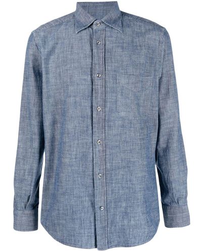 Glanshirt Slub-texture Long-sleeve Shirt - Blue