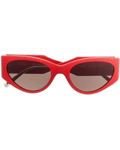 Ferragamo Leather Oversized Sunglasses - Red