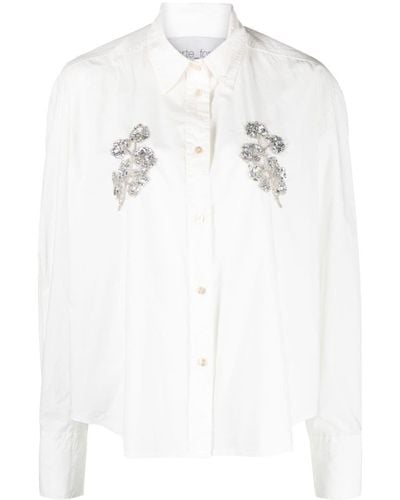 Forte Forte Floral-embellished Cotton Shirt - Wit