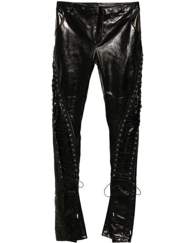 Marco Rambaldi Lace-up Leather Pants - Black