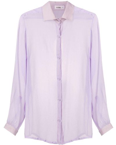 Amir Slama Sheer Crinkled Silk Shirt - Purple