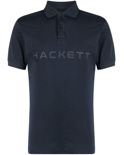 Hackett Logo-print Cotton Polo Shirt - Blue