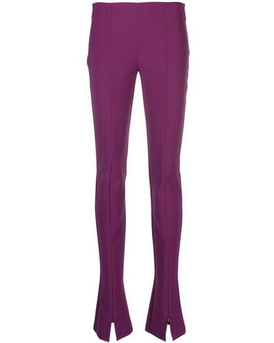 Sportmax Pantalon slim à chevilles zippées - Violet