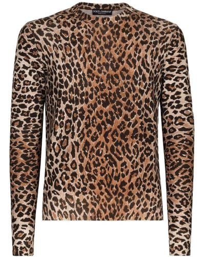 Dolce & Gabbana Leopard-print Wool Jumper - Brown